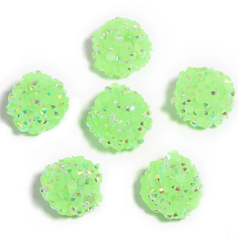 Wholesale 10PCS Colored Rhinestone Pearl Through Hole Acrylic Soft Sugar Beads